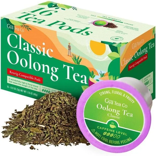 Gya Tea Co Classic Oolong Tea K Cups for Keurig - Mildly Caffeinated Smooth Tea K Cups - Start the Day with Tea Pods for Keurig - Finest Oolong Tea Sampler Tea K Cup Tea Pods for Keurig 2.0 Tea Gifts