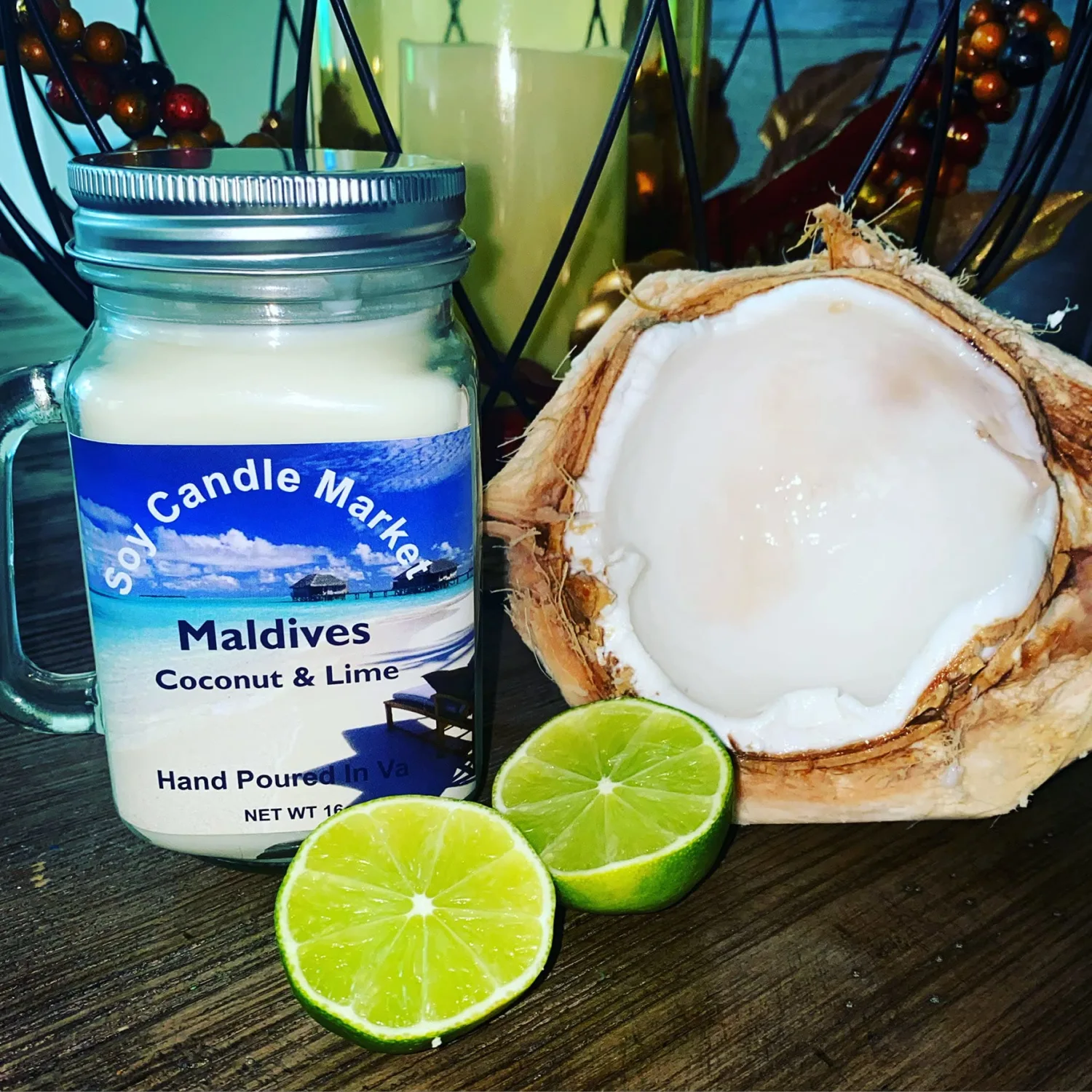 Soy Scented Candles | Handmade & Highly Aromatic Candles Burns Upto 85 Hours in Glass Jar - Perfect for Home Decor, Wedding, Birthday, Dinner (Maldives, 12 oz)