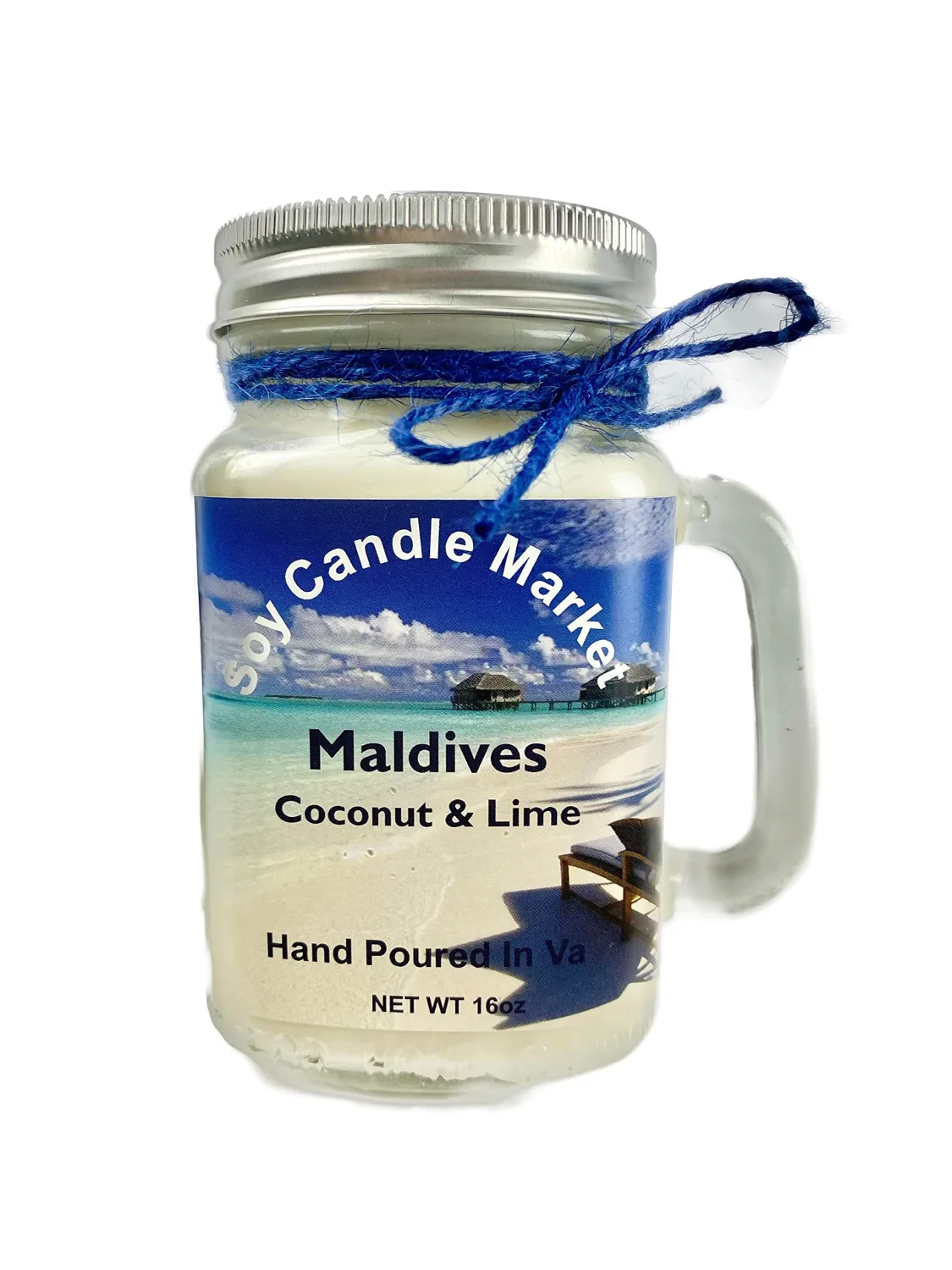 Soy Scented Candles | Handmade & Highly Aromatic Candles Burns Upto 85 Hours in Glass Jar - Perfect for Home Decor, Wedding, Birthday, Dinner (Maldives, 12 oz)