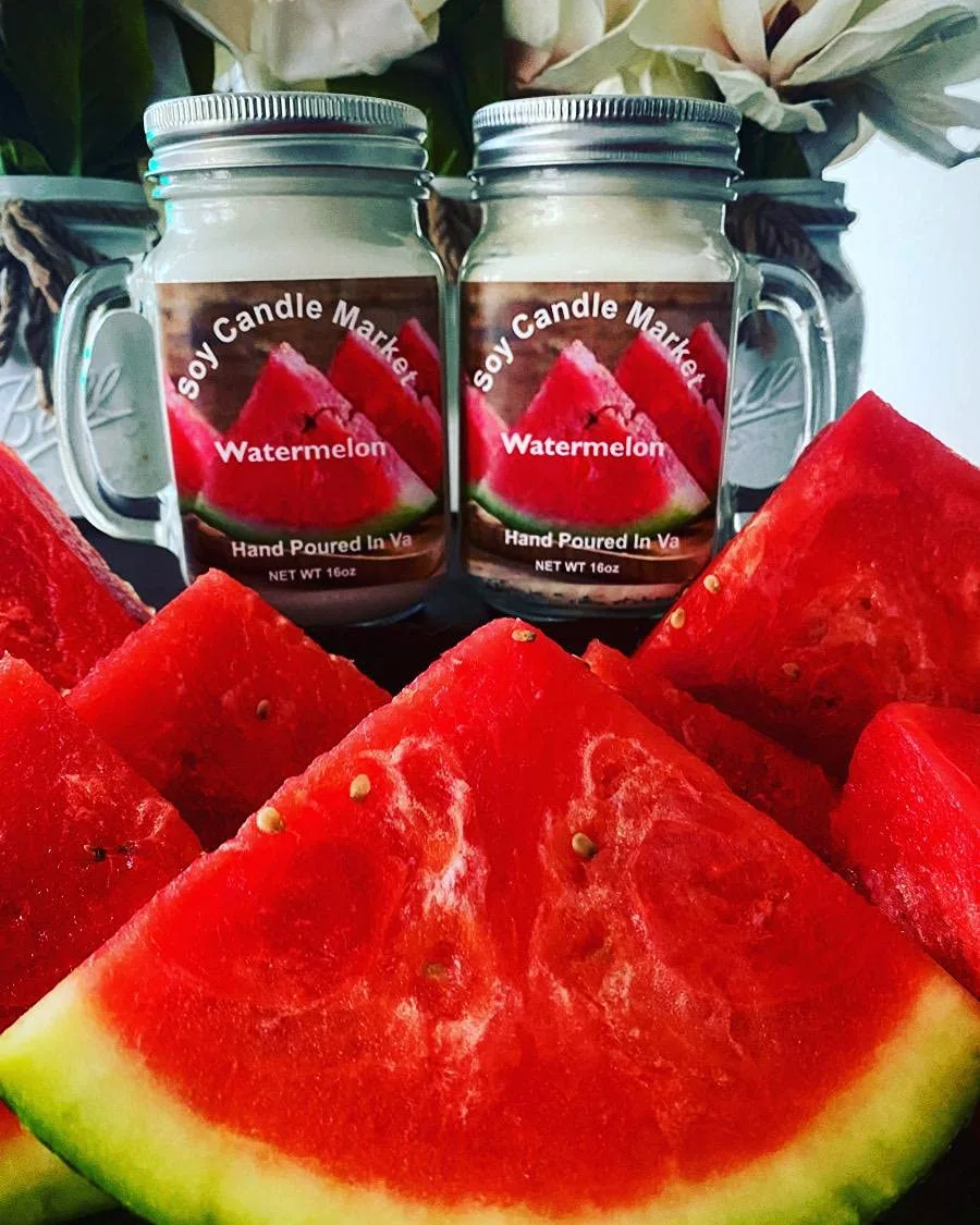 Soy Scented Candles | Handmade & Highly Aromatic Candles Burns Upto 85 Hours in Glass Jar - Perfect for Home Decor, Wedding, Birthday, Dinner (Watermelon, 16 oz)