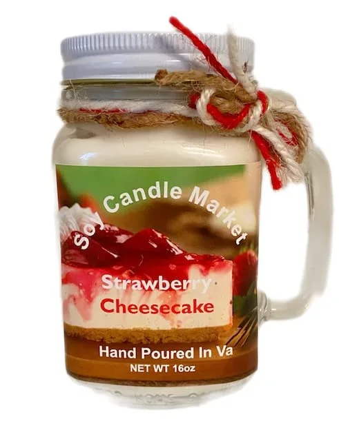 Soy Scented Candles | Handmade & Highly Aromatic Candles Burns Upto 85 Hours in Glass Jar - Perfect for Home Decor, Wedding, Birthday, Dinner (Strawberry Cheesecake, 12 oz)