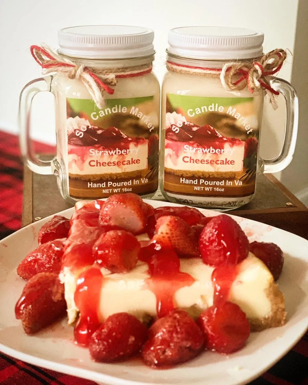 Soy Scented Candles | Handmade & Highly Aromatic Candles Burns Upto 85 Hours in Glass Jar - Perfect for Home Decor, Wedding, Birthday, Dinner (Strawberry Cheesecake, 12 oz)