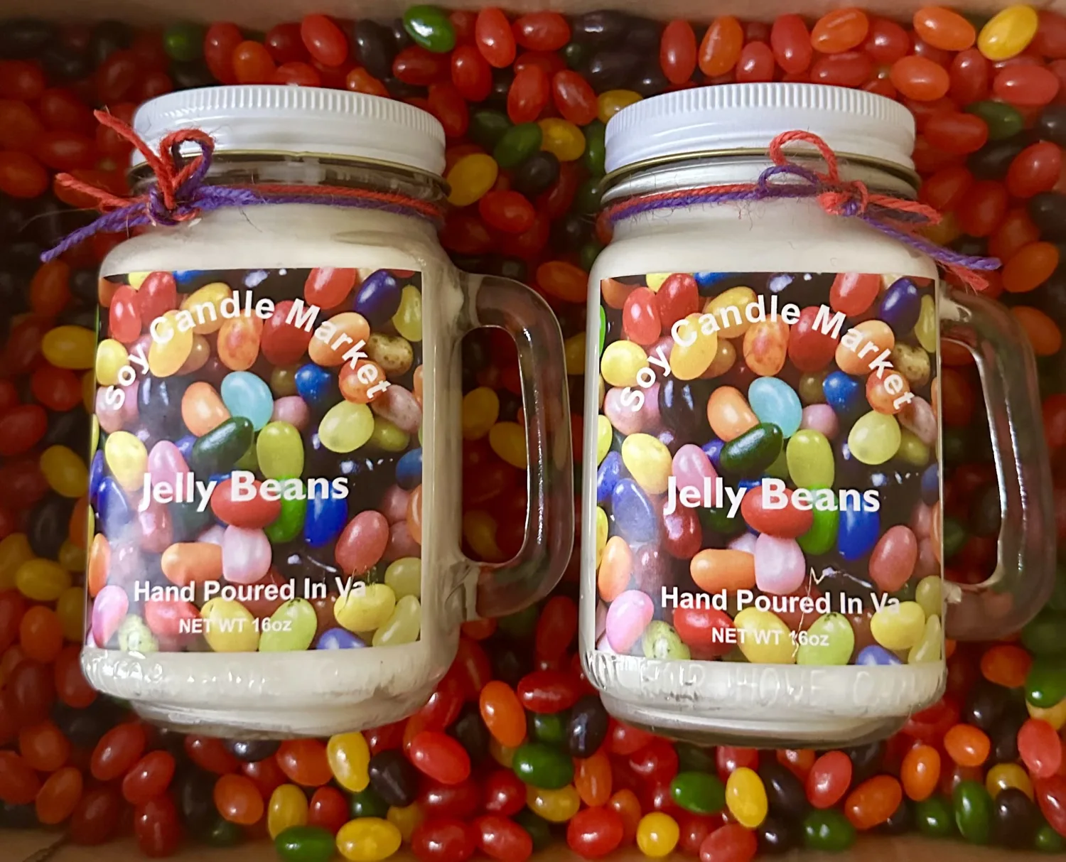 Soy Scented Candles | Handmade & Highly Aromatic Candles Burns Upto 85 Hours in Glass Jar - Perfect for Home Decor, Wedding, Birthday, Dinner (Jelly Beans, 12 oz)