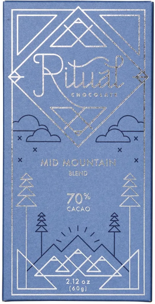 Ritual Dark Chocolate Bar, Mid Mountain Blend 70% Cacao, Notes of Strawberries, Fudge & Graham Cracker, 2.12 oz