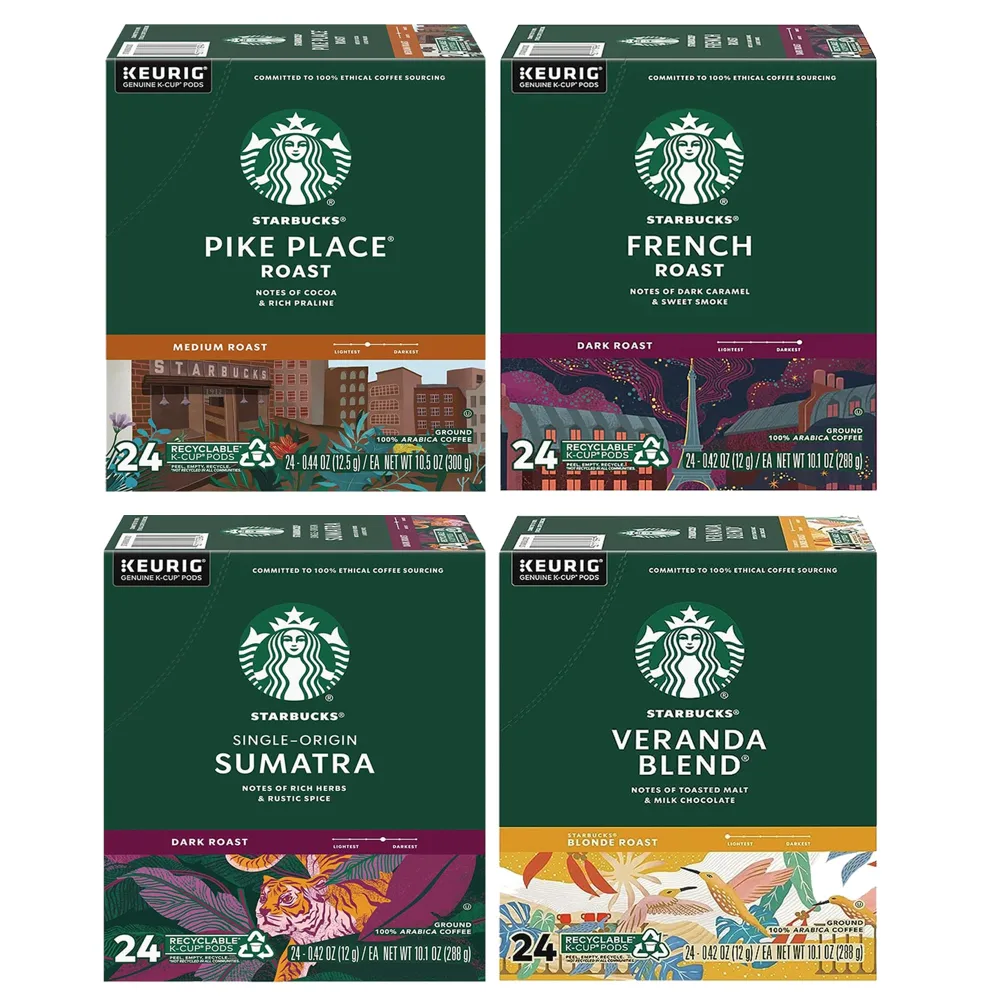 Starbucks K-Cup Coffee Pods—Dark Roast Coffee—Roast for Keurig Brewers—100% Arabica—(Variety Pack)