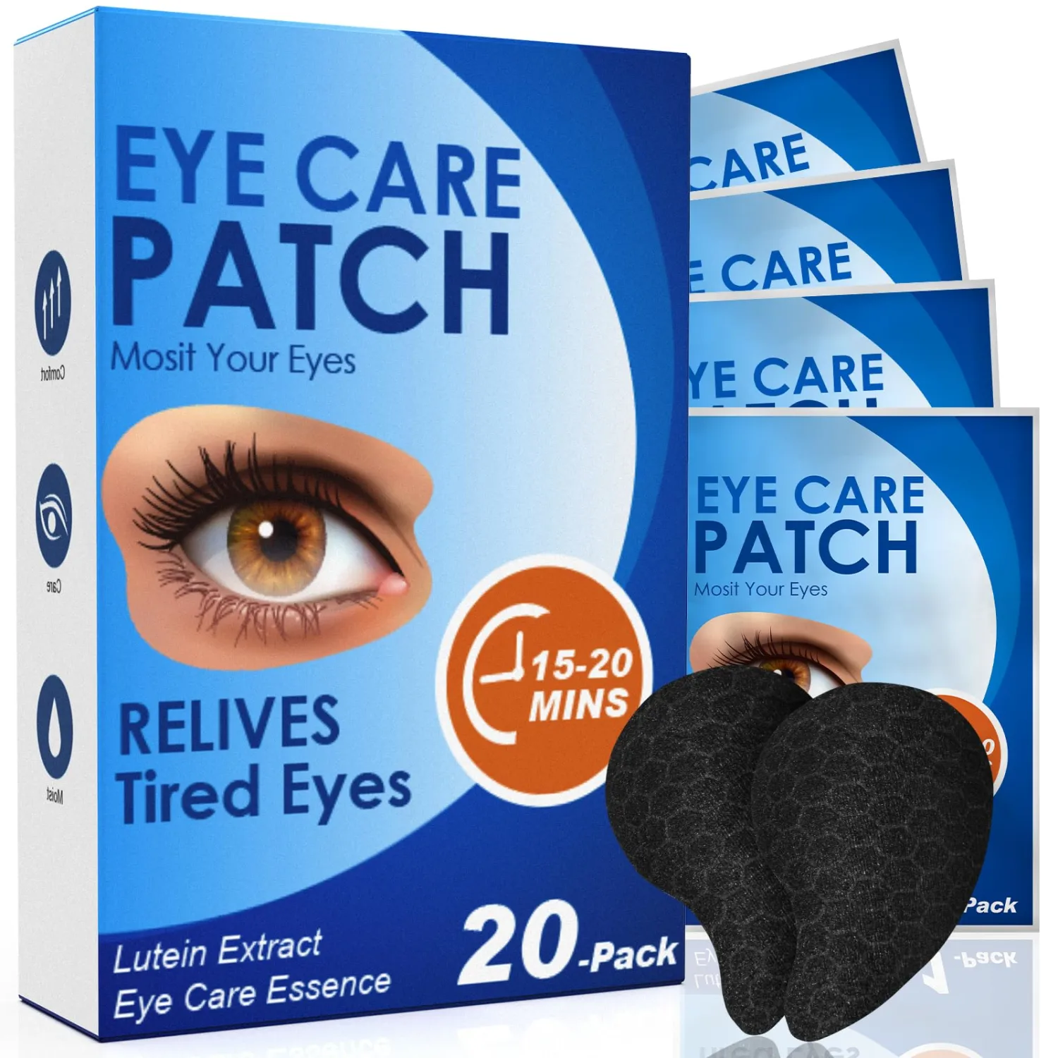 20 Pairs Cooling Eye Pads, Effectively Relieves Eye Strain & Dry Eye Syndrome. Lutein & Amaranth Extract Perfect for Tired Eyes, Office Eye Relief & Refresh, Safe Ingredients for kids & Pregnant Women