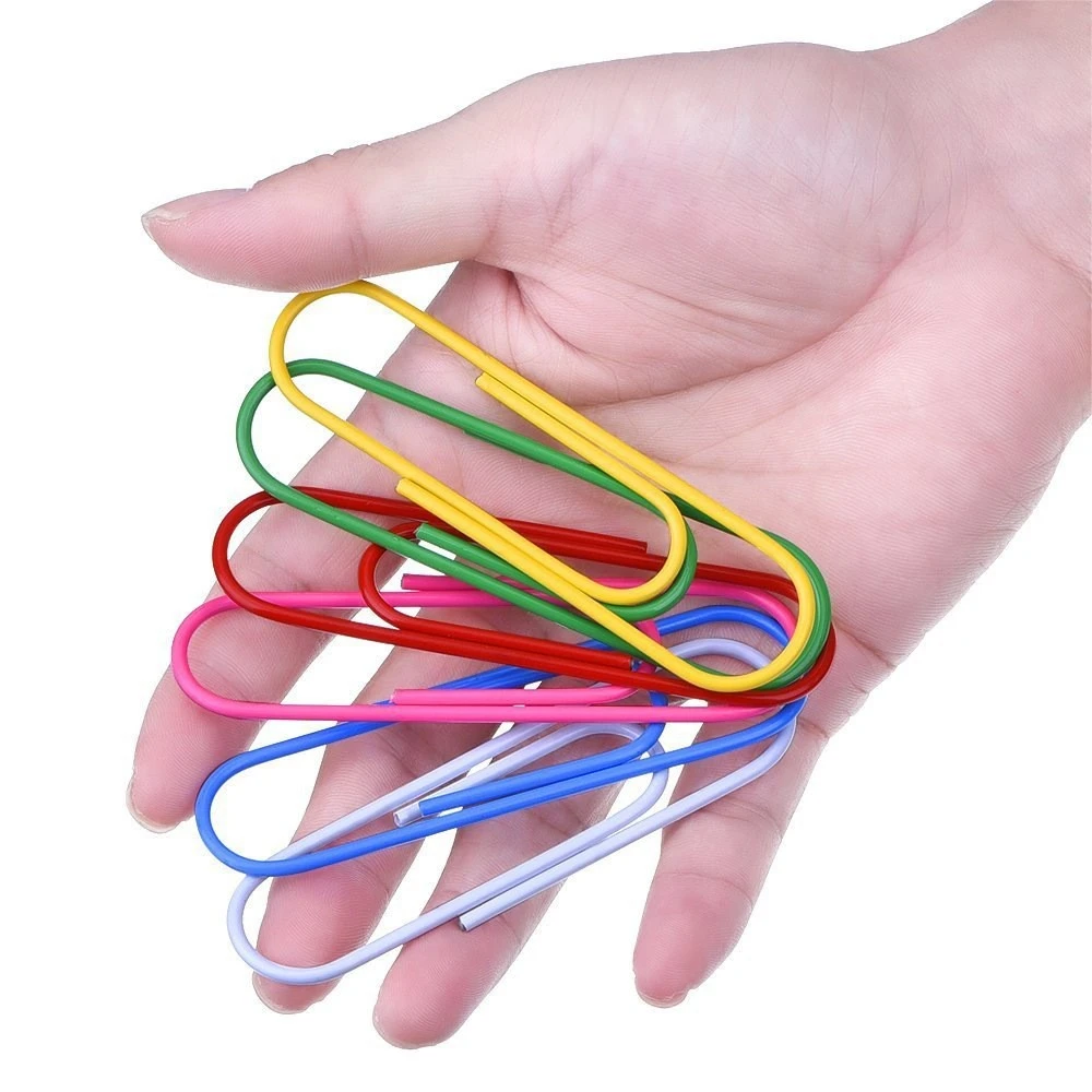 Color Wrapped Plastic Paper Clip With Multiple Specifications Silver