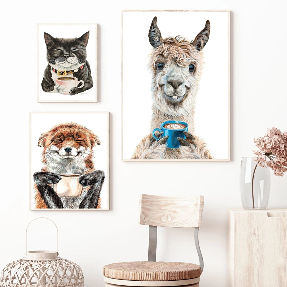 Funny Animals Poster Bar Wall Decor Canvas Painting