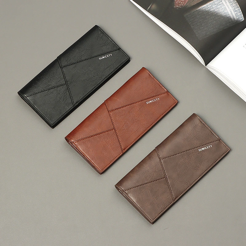 Men's Fashion Stitching Multifunctional Anti-theft Brush Soft Wallet