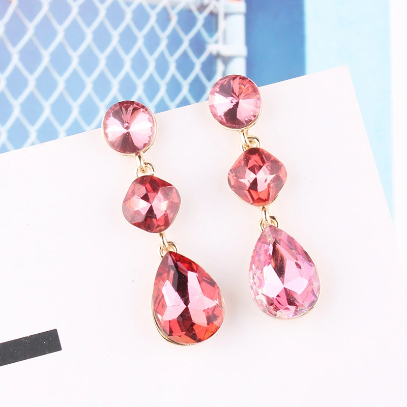 Women's Drop Shape Glass Gemstone Earrings