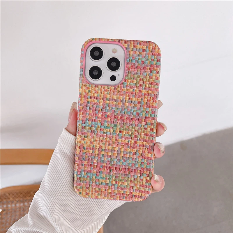 Woven Pattern Autumn And Winter Solid Color Drop-resistant Phone Case