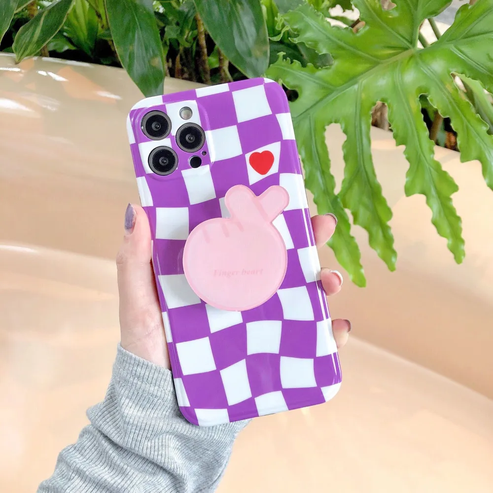 Silicone Colorblock Checkerboard Phone Case