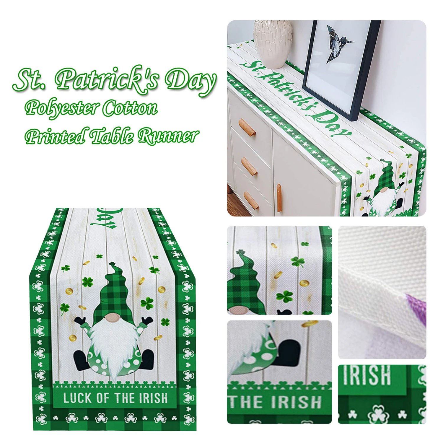 St.Patrick's Day Cotton Linen Table Flag European Style