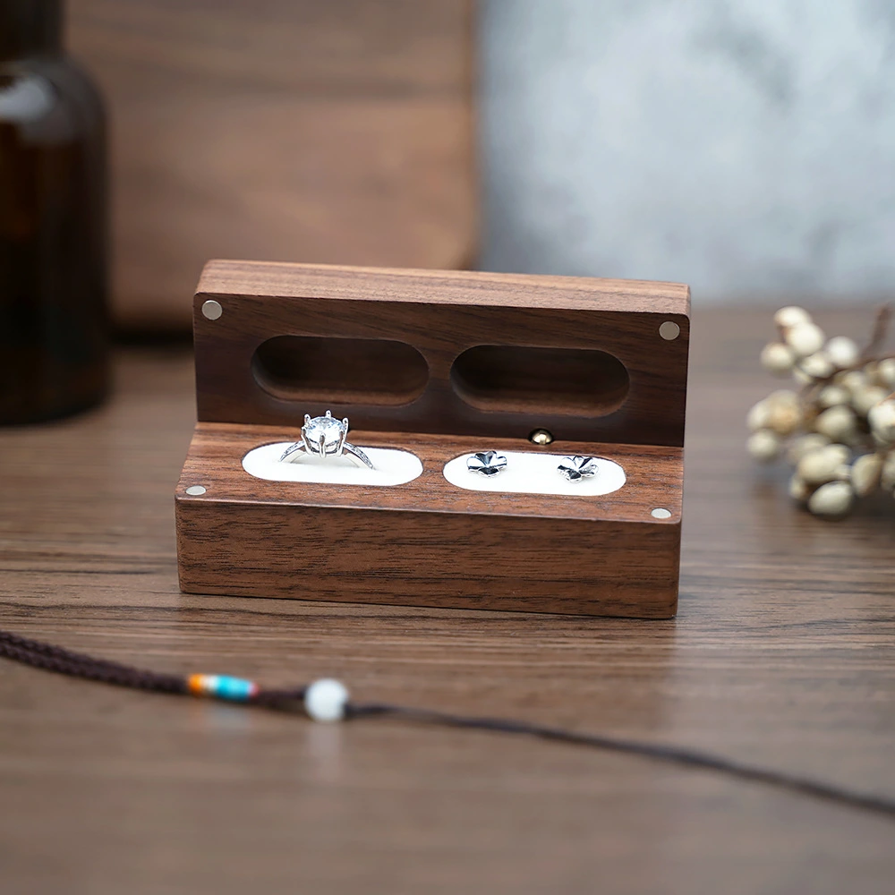 Black Walnut Jewelry Stud Earrings Box