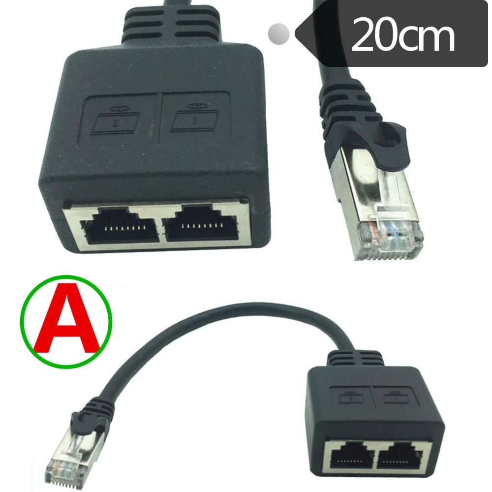 Network Cable Cable Seperater One Divided Into Two Conversion Connection Butt Joint Rj45 Simultaneous Internet Access Broadband Network Three-port IPTV