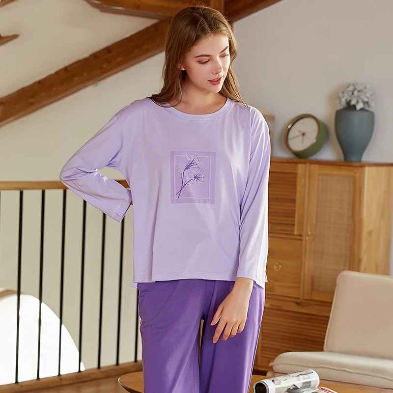 Knitted Cotton Simple Wearable Homewear Suit