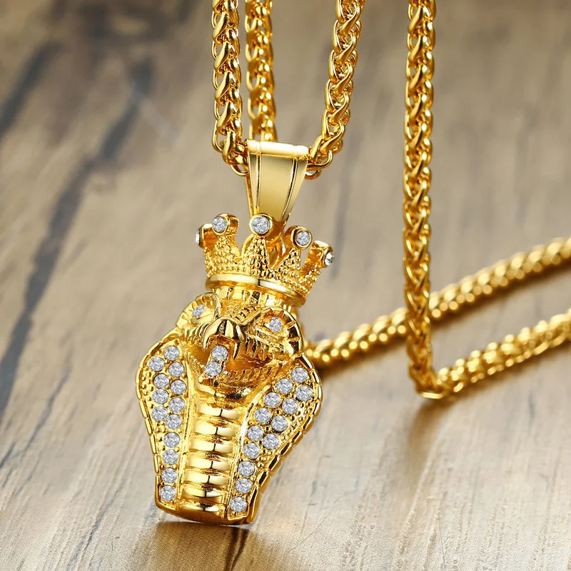 Stainless Steel Pendant With Rhinestones European And American Style Gold Pendant For Men