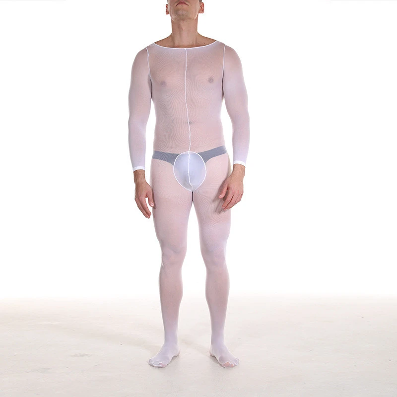 Men's Pantyhose Bodysuit 3D Thin Mask Transparent