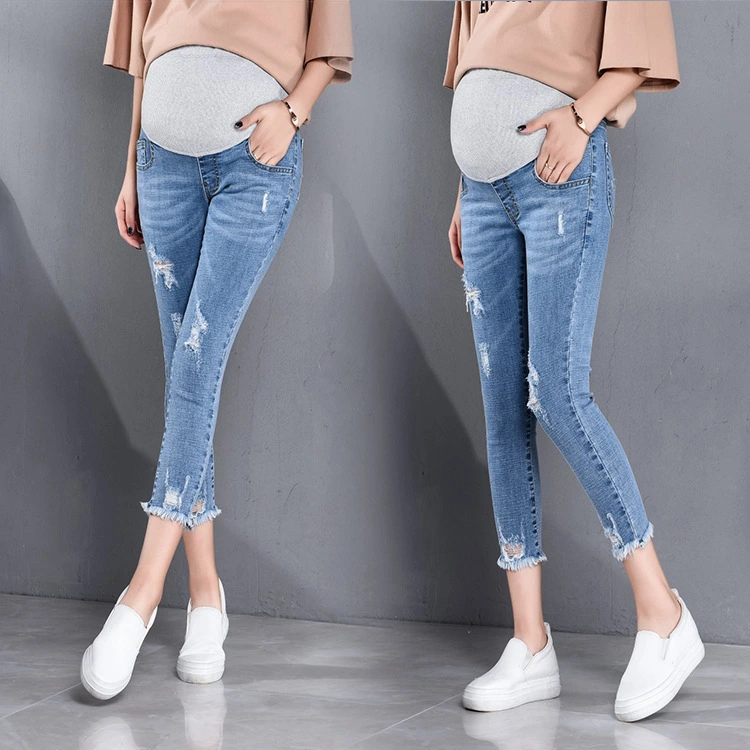 Maternity Jeans Nine-point Pencil Elastic Outer Wear