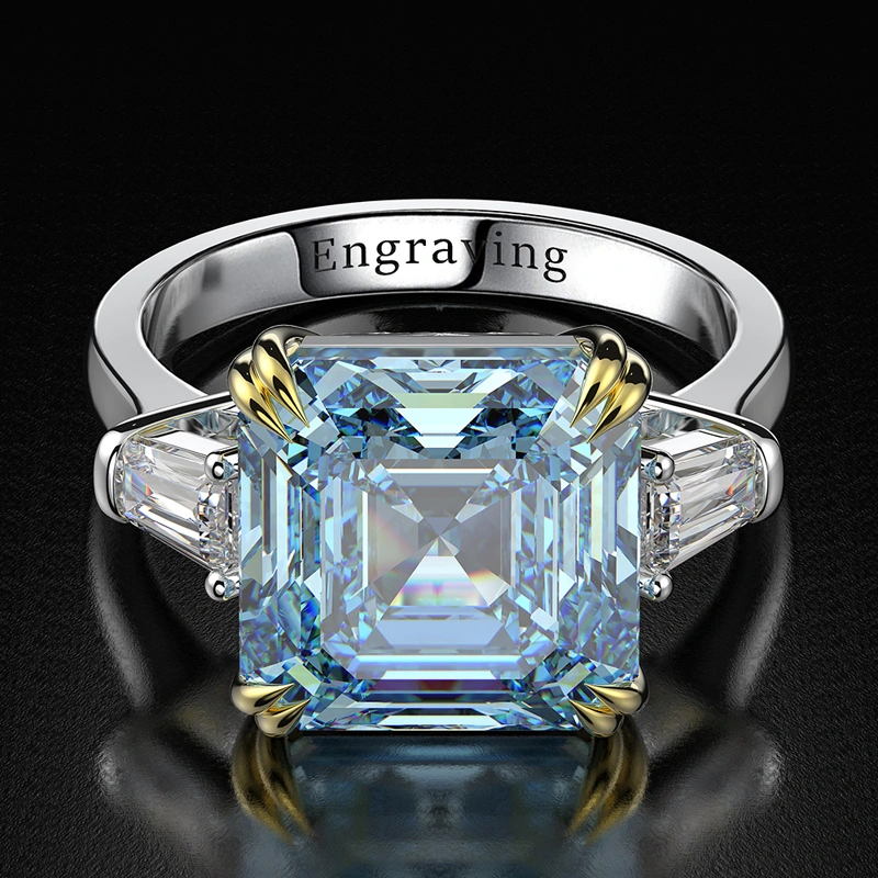 S925 Silver European And American Luxury Square Ring