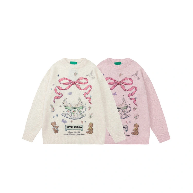Women's Cute Rabbit Round Neck Sweater