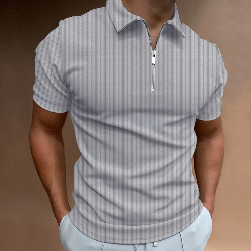 Men's Polo Shirt With Zipper Stripes