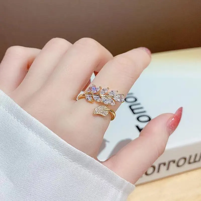 Leaf Female Personality Atmospheric Opening Adjustable Size Ring