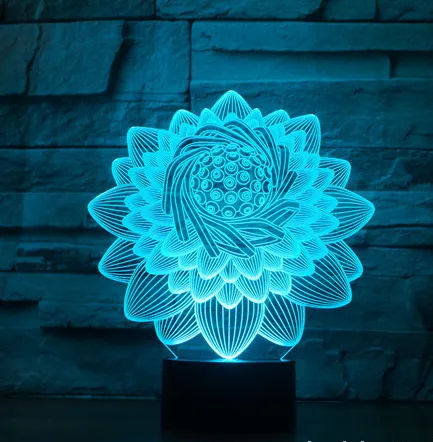 Foreign Trade New Lotus 2 3D Light Colorful Touch Charging Led Visual Light Gift Atmosphere 3591