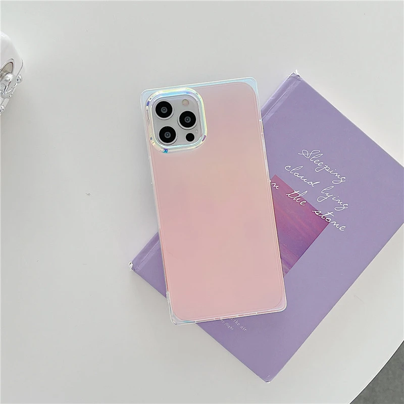 Laser Violet Phone Case Square Color Changing Protective Cover