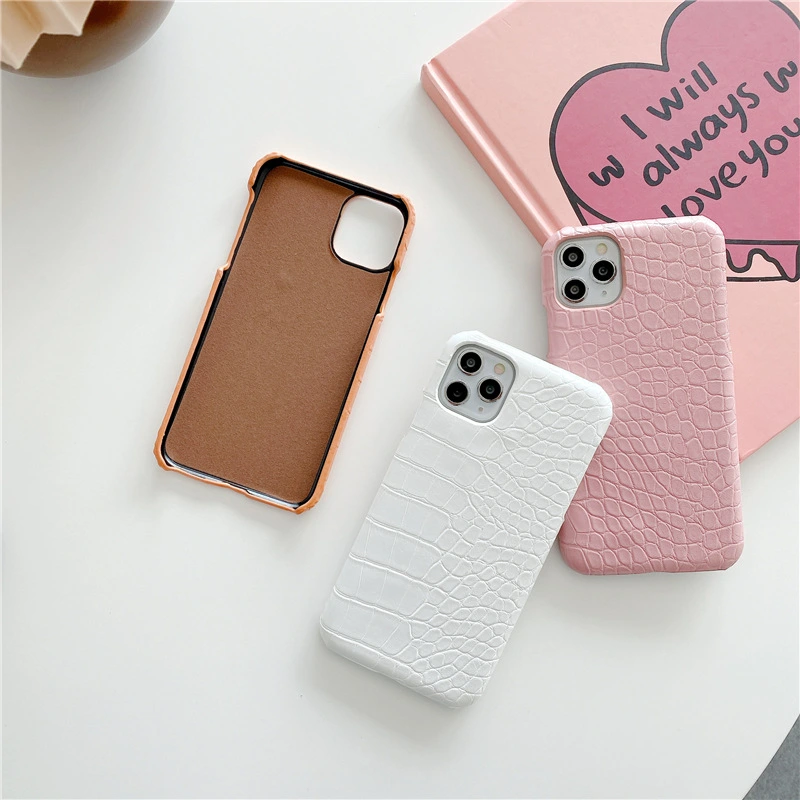 Pattern Leather Phone Case Half Hard Shell