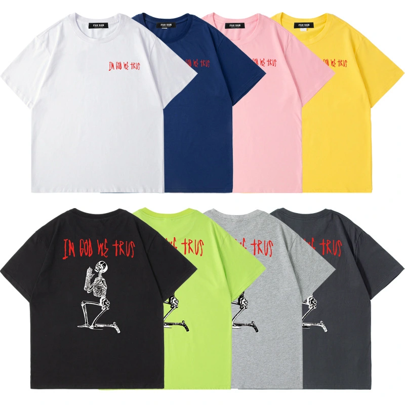 European And American Style Retro Rap High Street Wear Short-sleeved Round Neck Loose