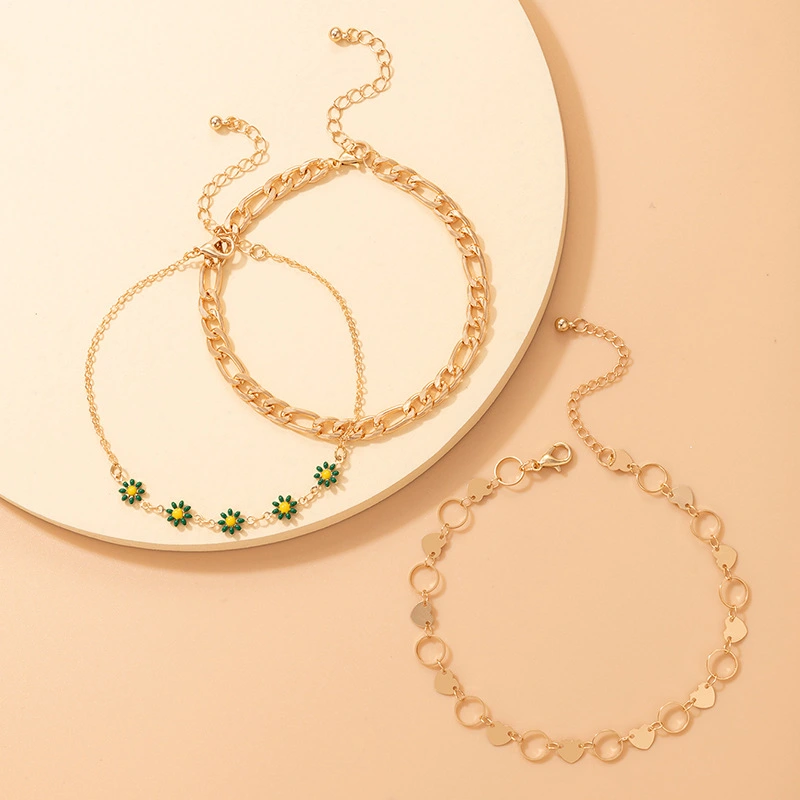 Simple Fashion Pastoral Style Jewelry Flower Love Anklet