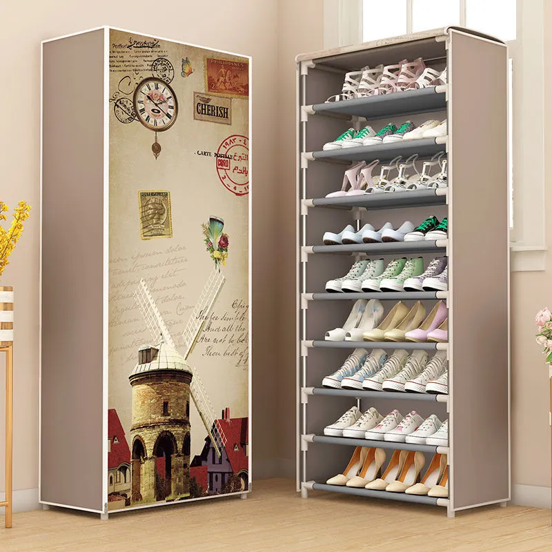 Cloth Shoe Cabinet Student Dormitory Bedroom Storage Shoe Rack Door Multi-layer Assembly Simple