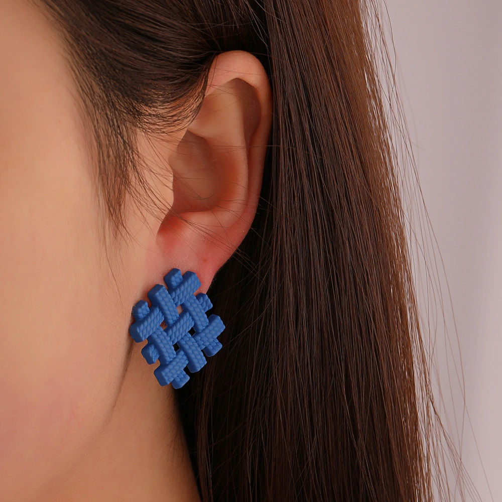 Klein Blue Temperament Blue Square Earrings Niche