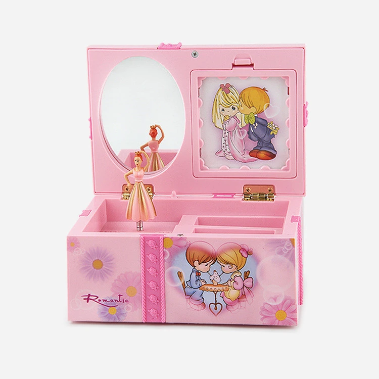 Creative Rotating Ballet Music Box With Makeup Mirror