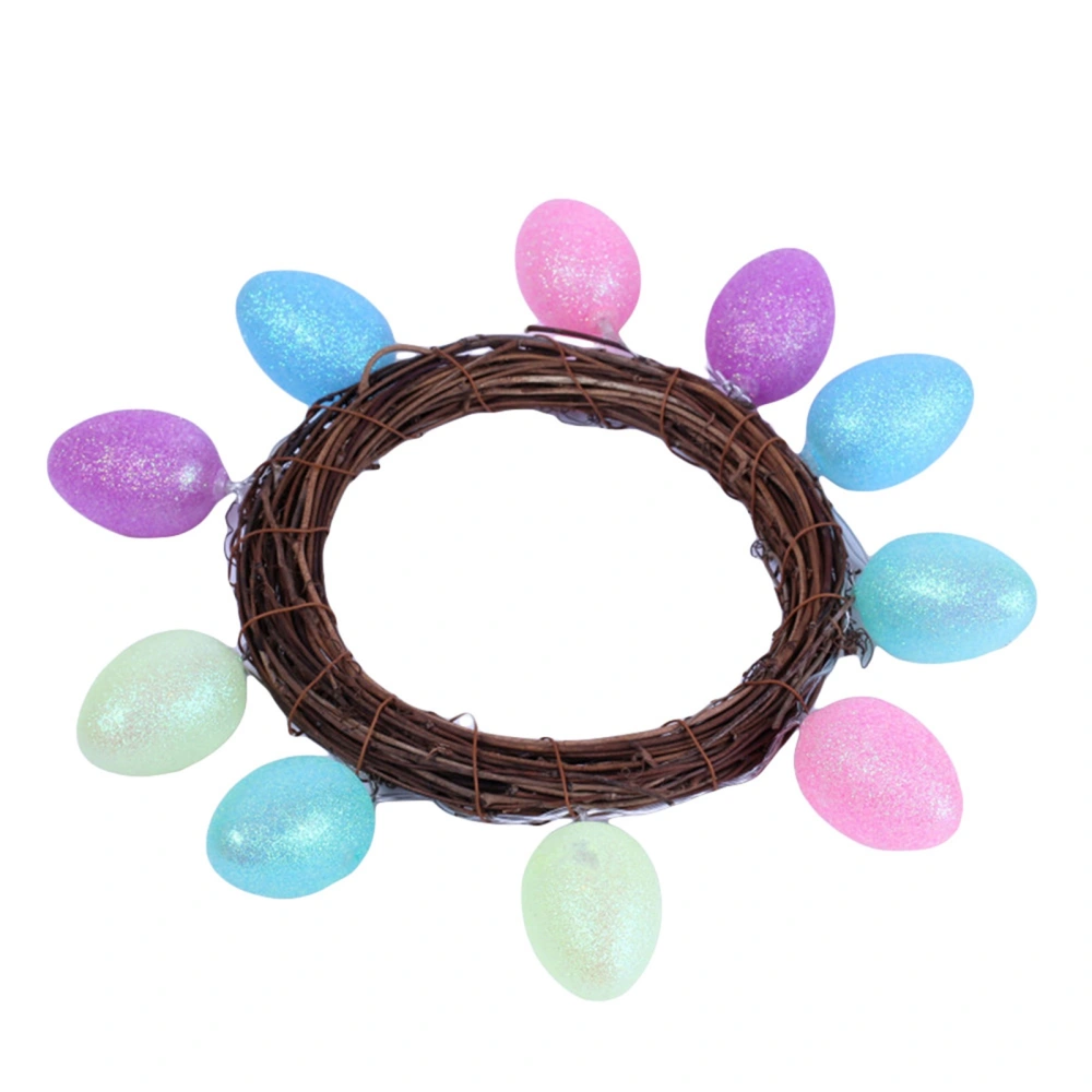 Easter Lighted Rattan Wreath Hanging Spring Colored Eggs Garland