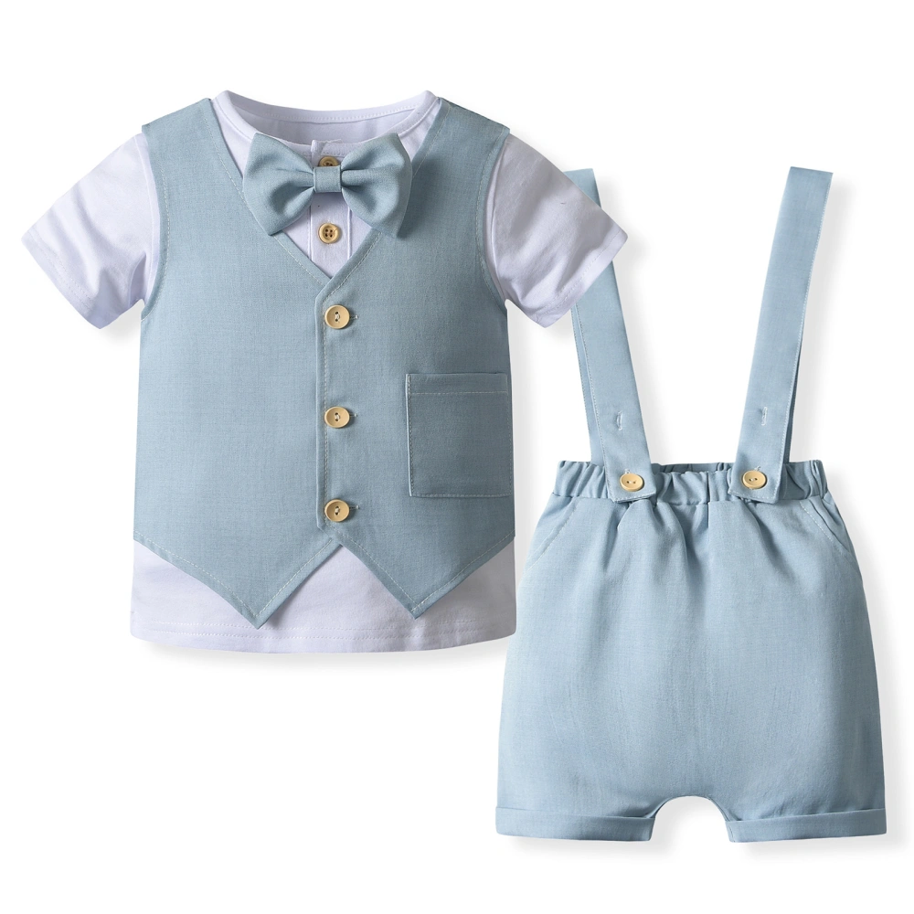 Boy Gentleman Set Short Sleeve T-Shirt Suspender Shorts Waistcoat 