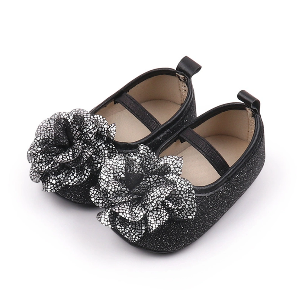 Baby Girl Dress Flats Soft Soles Sparkling Flowers Mary Jane Shoes 