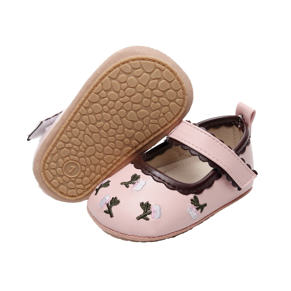 Baby Girls Princess Shoes, PU Leather Embroidery Flower Toddler Shoes