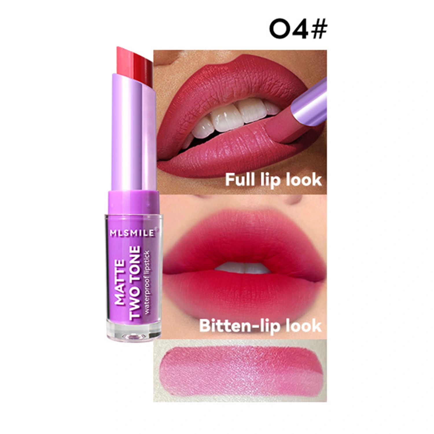 Two Tone Lipstick, Matte Sparkle Moisturizing Waterproof Cosmetics