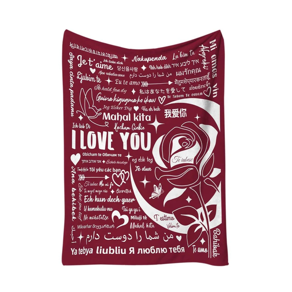 Flannel Hugs Throw Blankets Large Size I Love You Couple Blanket