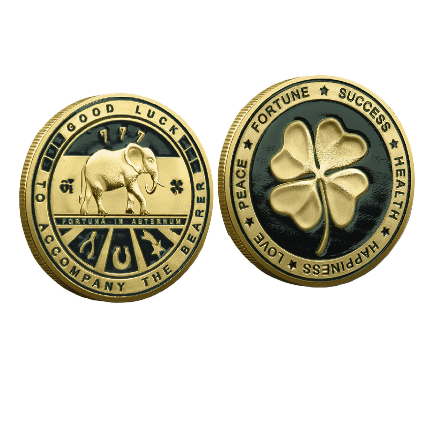 Commemorative Coin Four Leaf Clover Elephant Relief Baking Paint Coin