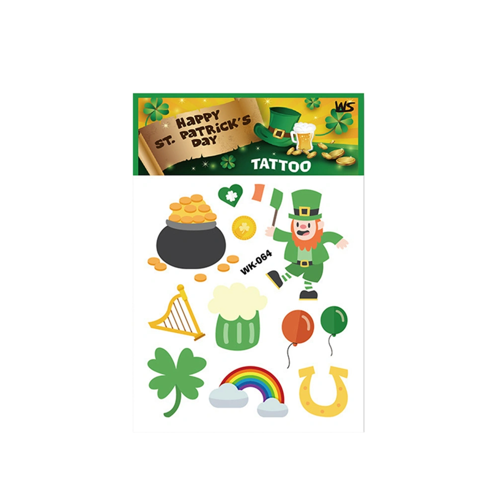 Irish Day Temporary Tattoos Shamrock Face Eye Makeup Stickers 