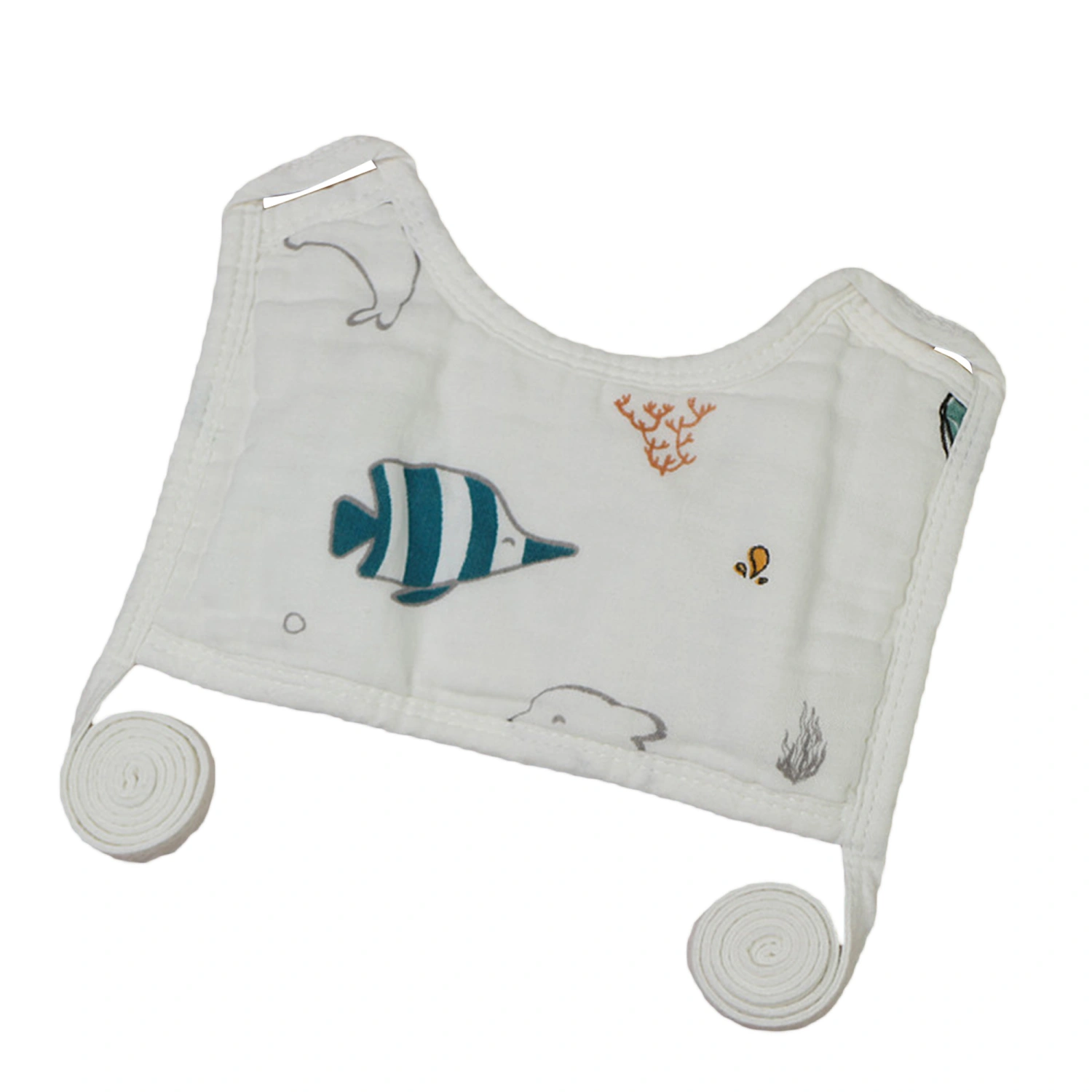 9 Layers Baby Waterproof Bib Cartoon Print Tie-Up Feeding Bibs
