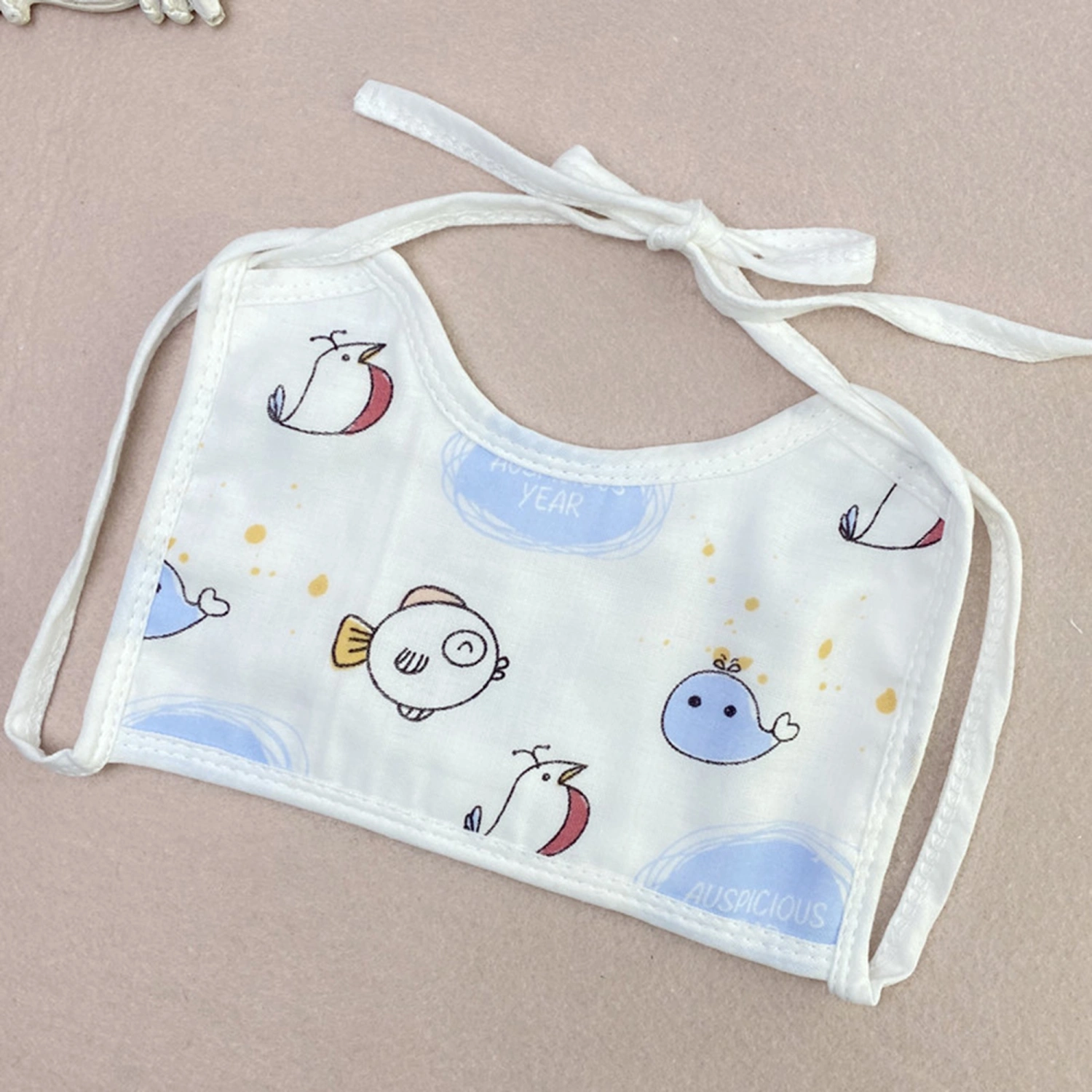 9 Layers Baby Waterproof Bib Cartoon Print Tie-Up Feeding Bibs
