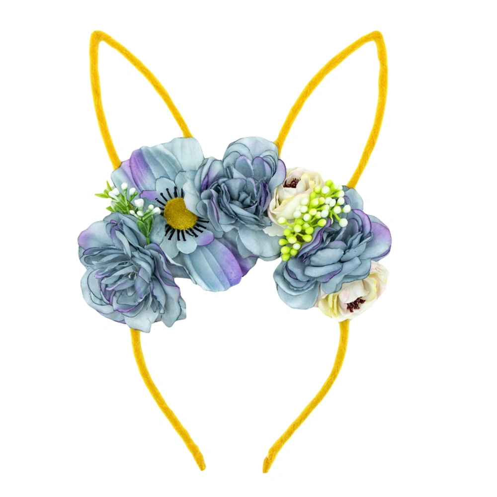 Easter Rabbit Ear Headband Flower Headwear Party Supply for Women Girl