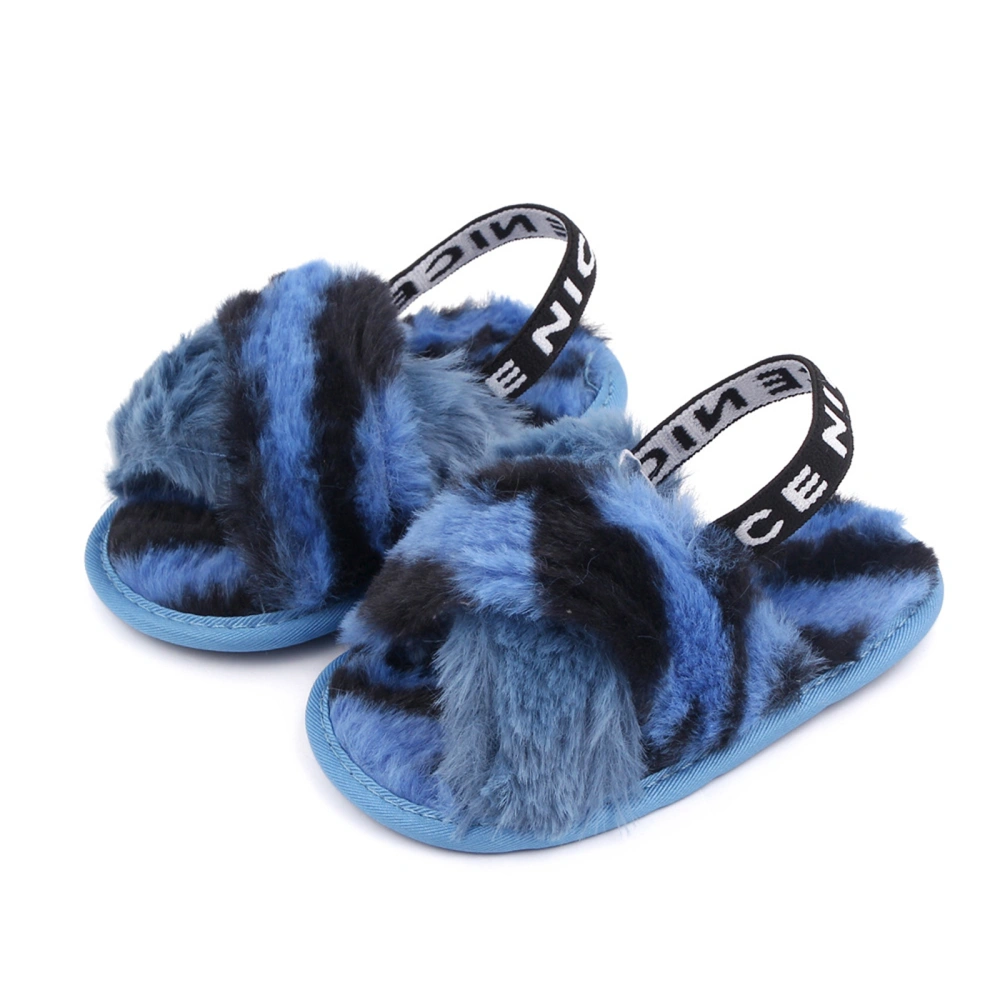 Girls Plush Sandals Summer Open Toe Fur Princess Flats Walking Shoes 