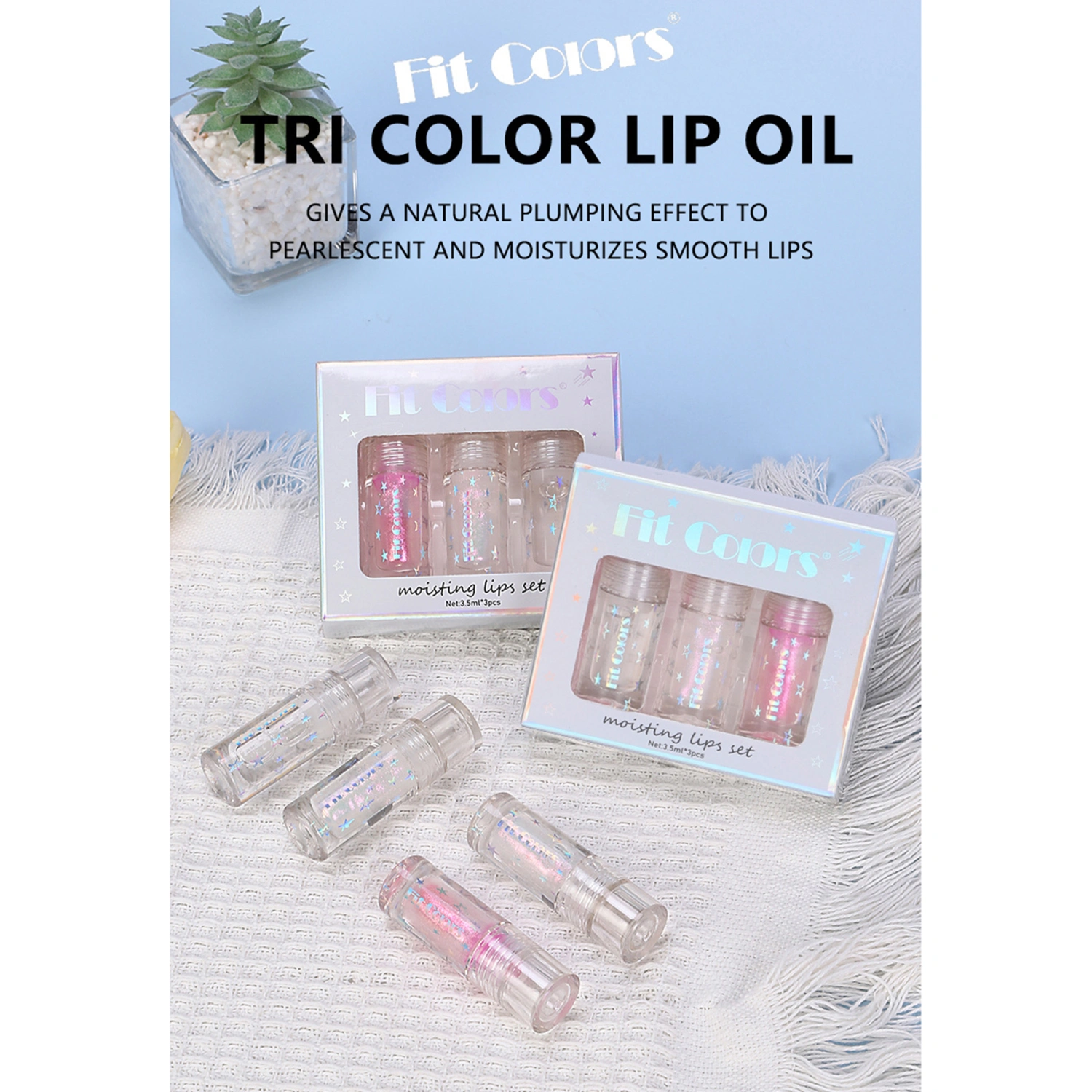3pcs Lip Oil Set, Long-lasting Moisturizing Lip Gloss Lip Glow Oil