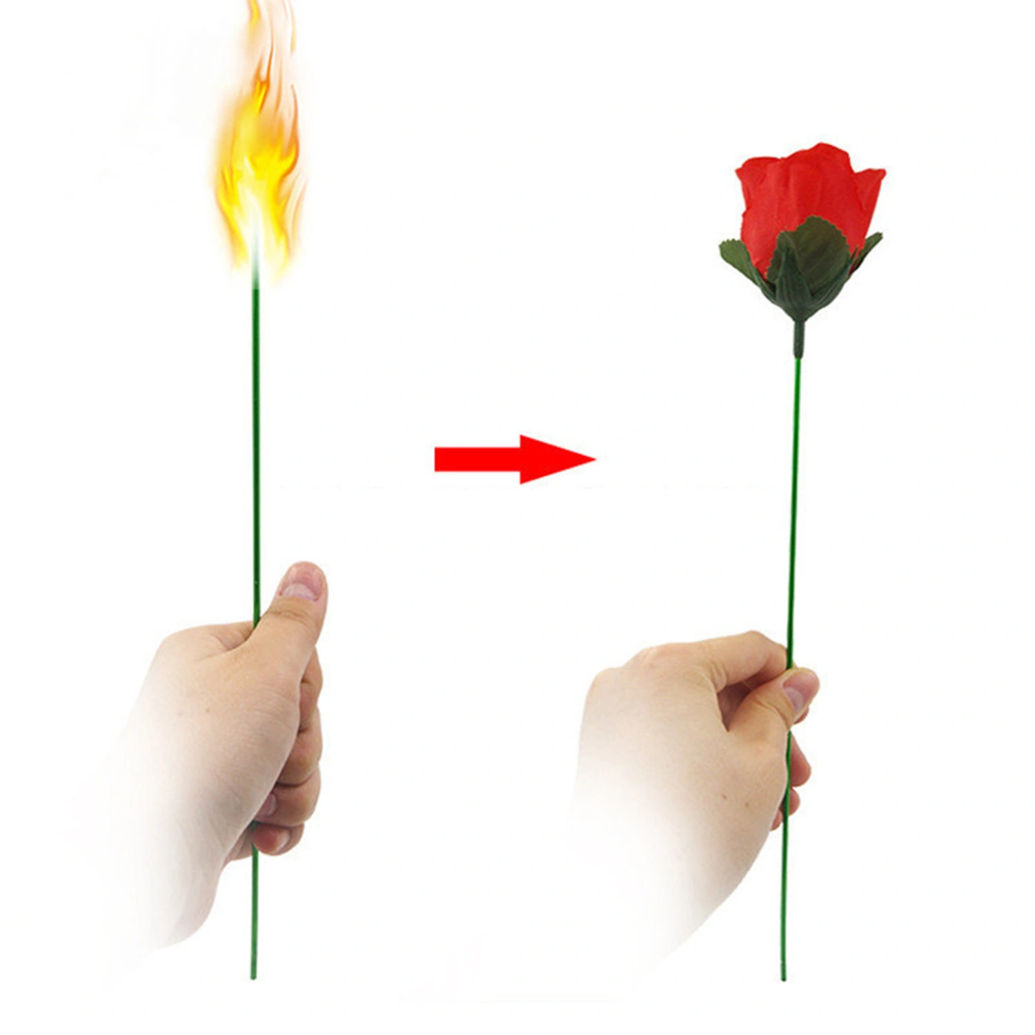 Torch to Rose Magic Trick Flame Appearing Flower Magic Props