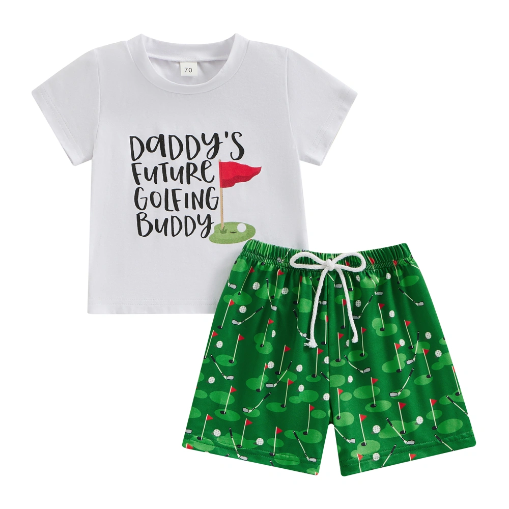 Toddler Boys Summer Outfits Golf Letter Print T-Shirts and Shorts